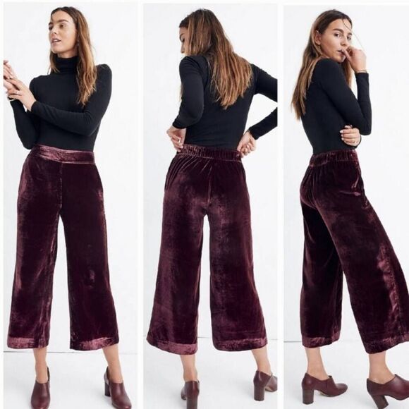Madewell Velvet Huston Pull-On Crop Pants | Size XS - Picture 1 of 6